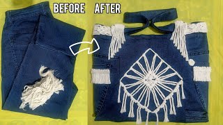 👉 Jeans recycle bag tutorial/Macrame Handbag from old jeans 😍