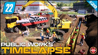 🚧 Building Concrete Pipes Pipeline - Scania XT & JCB In Action⭐ FS22 City Public Works Timelapse