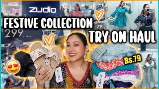 ZUDIO *FESTIVE* SHOPPING & TRY ON HAUL At ₹79😍 Kurtis, Dresses, Sandals Collection! ThatQuirkyMiss