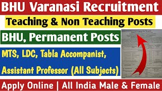 BHU Varanasi Permanent Recruitment 2024 | Teaching & Non Teaching Staff Vacancy | All India Jobs