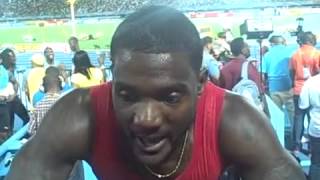 Just Gatlin After Dropped Stick in 4x200