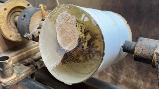 Amazing Woodturning Crazy - The Art Transformation From The Epoxy Resin With Bamboo Tubers On Lathe