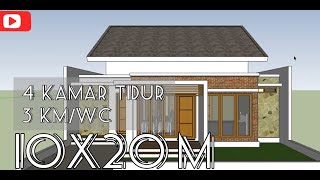 Desain Rumah Minimalis 4 Kamar Tidur di Lahan 10x20 Meter