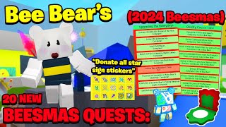 NEW BEE BEAR BEESMAS QUESTS REVEALED! 20 PAINFUL QUESTS... (Bee Swarm Simulator)