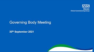 CCG Governing Body Meeting - 30 September 2021