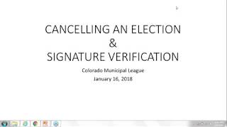 Webinar: Canceling an Election & Signature Verification