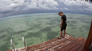 Fishing off our dock in Grand Cayman