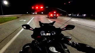 BMW K1600GTL night ride and adaptive headlight review.