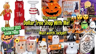 FULLY STOCKED DOLLAR TREE SHOP WITH ME ! HALLOWEEN CHRISTMAS 2023 SNEAK PEEK! GINGERBREAD 🎅🏻