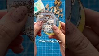 Artist trading coins #artinspro #atcoin #atc #printing #monoprint #collageart #motivationalquotes