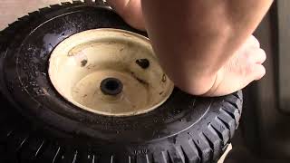 Mower tire slow leak fix