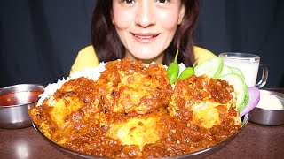 SPICY SUNNY SIDE UP EGG CURRY WITH BASMATI RICE #ASMR/EATING SHOW BIG BITES MUKBANG