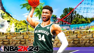 GIANNIS ANTETOKOUNMPO BUILD 1st PARK GAMES- BEST SLASHER CENTER BUILD (NBA 2K24)