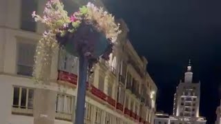 Malaga, Spain, view in the night, any people, walking at the street.