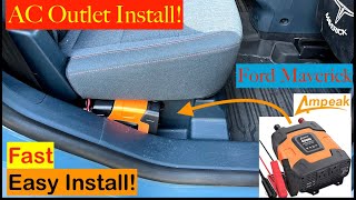 Easy Ford Maverick AC Outlets Install.  NO TOOLS NEEDED! Ampeak 400W Inverter + USB