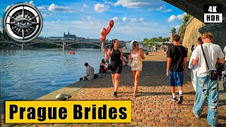 Prague Walking Tour of Vltava Embankments with Brides🇨🇿 Czech Republic 4k HDR ASMR