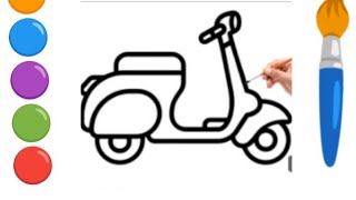 Scooter Drawing, Painting and Coloring for kids and Toddlers / Draw moped #drawing #moped #scooter