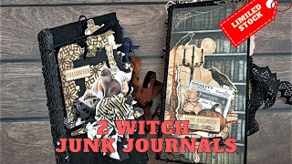 [New 2023] 2 Halloween 🎃 junk journals Haunting Spooky Witch Grimoire Quick flip through