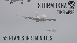 Storm Isha: 55 Planes in 9 Minutes at London Heathrow in Timelapse