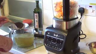 Makeing butternut squash soup in a Ninja blender . Crazy Chef