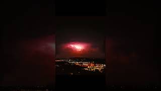 Wild, Fiery Lightning Storm Over The Westside Of Cleveland, Ohio 6/25/23 #shorts #shortsvideo #storm