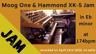 Moog One + Hammond XK-5 Rock Jam, in Eb minor at 174bpm (recorded on April 23rd 2020, no edits)