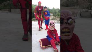 Spiderman ghost prank on Iron man and Superman #shorts