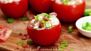 Tomatoes Stuffed with Artichoke Hearts, Onion and Bacon