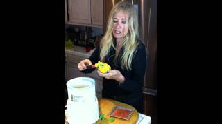 Mimi Kirk making organic raw mango sorbet