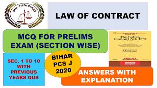 MCQ ON INDIAN CONTRACT: SECTION 1-10 WITH EXPLANATION AND PREVIOUS YEAR QUESTIONS| BIHAR PCS-J