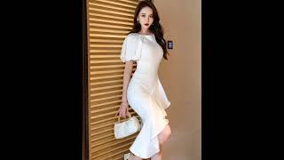 Midi Dress For Woman | Korean style | Simple Evening Party Date Summer Dress