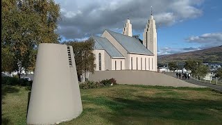 Akureyri Cathedral, Iceland - Organ music plus views from inside, outside and of the town