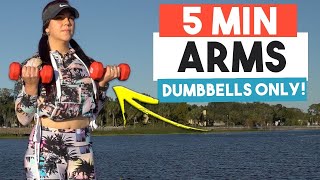 5 Min DUMBBELL ARM WORKOUT AT HOME | Toned Arms Workout - At Home (DUMBBELL ONLY)