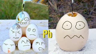 Molten Lead vs Chicken & Ostrich Eggs 🐔🥚💛🔥 Experiment