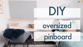 DIY oversized pinboard with floating shelf