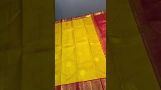 Kanchipuram Korvai handloom silk saree💥💥, Yellow and Reddish pink color combination👈🏻order Whatsapp👇