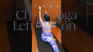 Strengthen back, open hips, glutes stretch, all in Chair Yoga Pigeon Pose #yoga #chairyoga #fitness