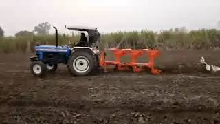 New holland 3 plough pulling in simple tractor