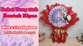 tutorial membuat buket bentuk kipas //tutorial buket uang 10rb simpel dan hemat kertas