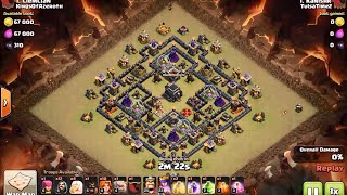 GoWiVa + Queen Walk to 3 star at town hall 9 in clan war - clash of clans