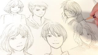 鉛筆で美少年スケッチ　Pencil sketch : Boys