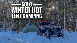 Solo Winter Hot Tent Camping - Winches, Bad Weather, Fish n Chips, Beer w/ My Dog