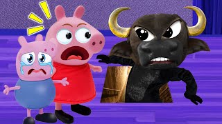 MEDO NO PORÃO | PEPPA PIG, GEORGE PIG TOYS COM O BOI DA CARA PRETA! MÚSICA INFANTIL | NURSERY RHYMES