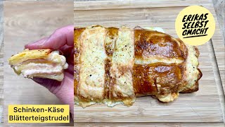 Schinken-Käse Blätterteigstrudel￼