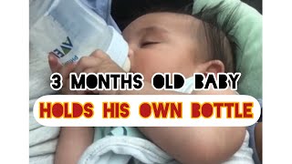 CUTIE! Holds his own Bottle 3 Months Old (Independent Baby) Pegang Botol Susu sendiri.