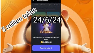 Hamster kombat daily combo 5 million token claim now 24/6/24 Today cards...