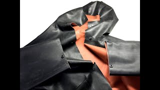 HEAVY RUBBER RAINCOAT JACKET GUMMIMANTEL GUMMIJACKE REGENMANTEL BLACK / ORANGE XXL ONE OF A KIND