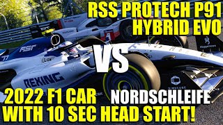 RSS Protech P91 Hybrid EVO VS 2022 F1 Car With 10 sec Head Start! | Nordschliefe!