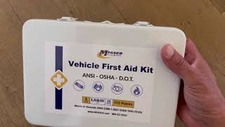 First Aid Kit for Commercial Vehicles & Workplace (112 piece) - DOT ANSI OSHA Compliant | Review