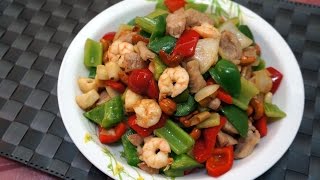 Hong Kong Recipe : Stir-fried Seafood and Pork with Cashew